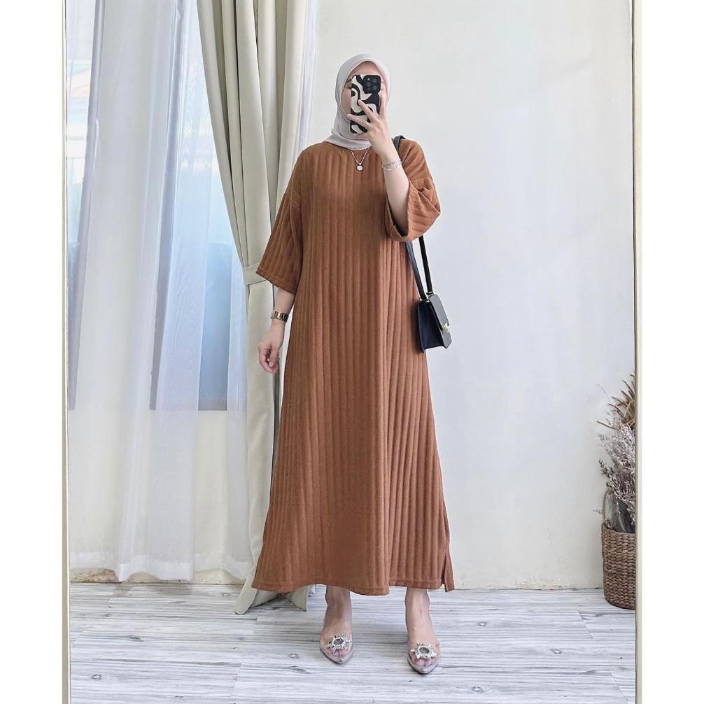 Lucia Dress Knit Gamis Dres Hornet Wanita Muslimah Termurah Btcsolo Ig Promo Ramadhan