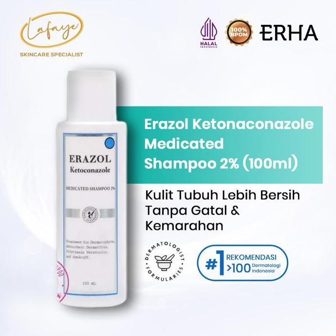 ERHA Shampoo Erazol - Anti Ketombe, Infeksi Jamur, Dermatitis Seboroik