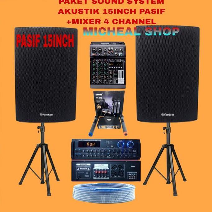 TERMURAH - paket sound system speaker outdoor 15inch pasif +amplifier +mixer