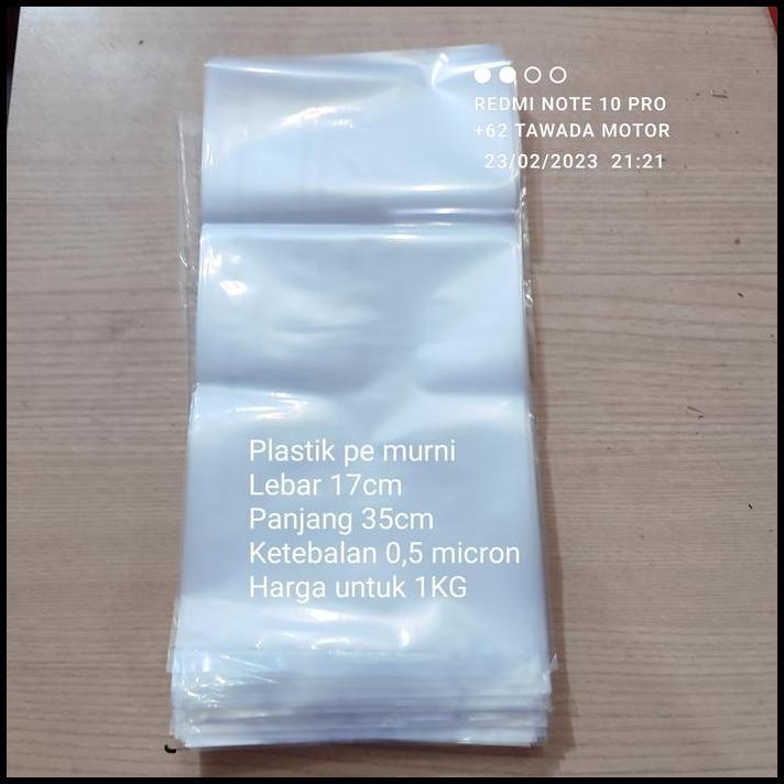 HOT DEAL KANTONG PLASTIK PE BENING 17 X 35CM TEBAL 0.5MICRON 1KG 