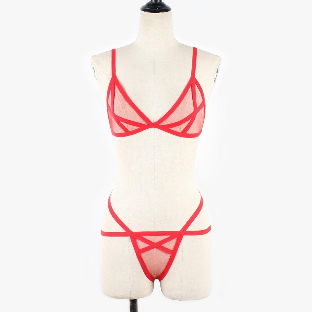 Wajib Punya 556 Lingerie Bikini Set Wanita Transparan Jaring Premium Bra Sexy Wanita