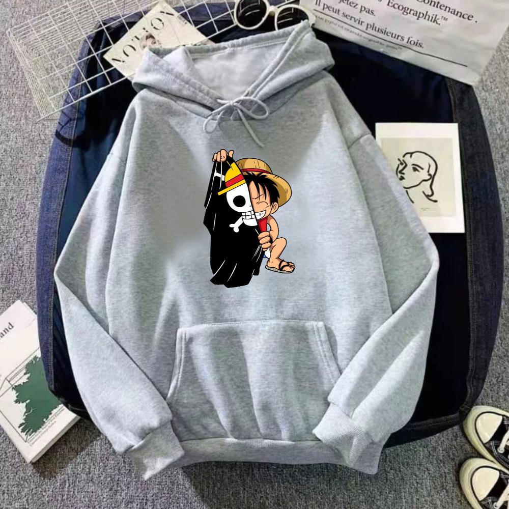 OFFICIAL Sweater Hoodie Anime One Piece Luffy Pria Dan Wanita Bahan Babyterry