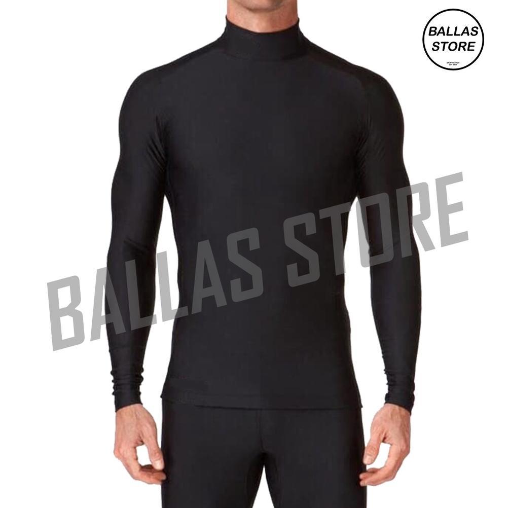 Hot Paket Setelan Baselayer Manset Leher Tinggi Legging Manset Pria Dan Celana Futsal Sepeda Voli Fi