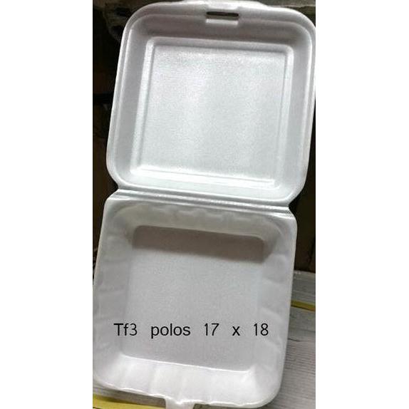 Box Gabus TF3 Kotak Makan Polos Nasi per 100 pc Styrofoam Sterofoam