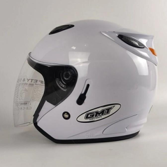 HELM HALF FACE GMT/HELM DOUBLE VISOR/HELM MOTOR SNI/HELM /PUTIH