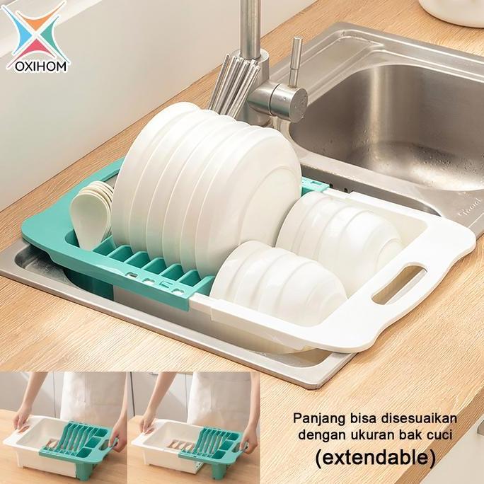Oxihom Tempat Rak Pengering Piring Wastafel Rak Cuci Piring Peniris Buah Plastik Buah Plastik Rack