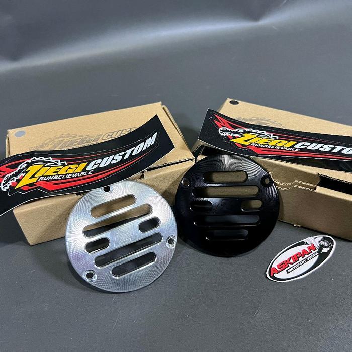 Cover Tutup Klakson Horn Hidung Vespa Super Sprint Vbb Bajaj Dsb. Ziegi Custom Cnc Dural Hitam & Sil