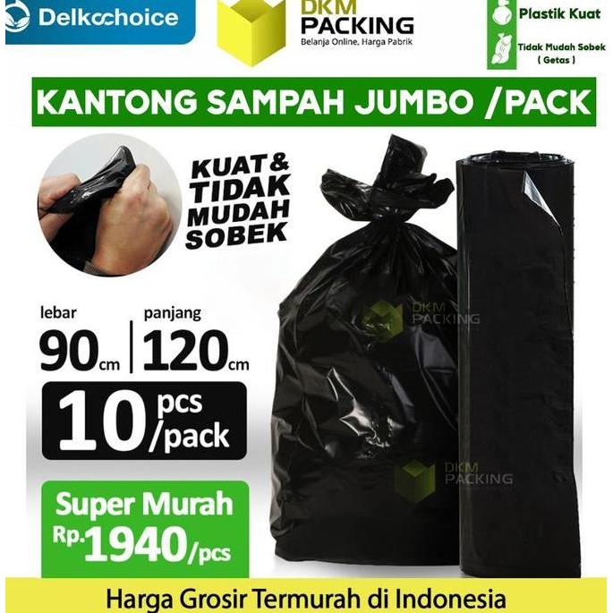 Arau- Kantong Plastik Sampah Hitam Tebal 90X120Cm Trash Bag Jumbo - Pack