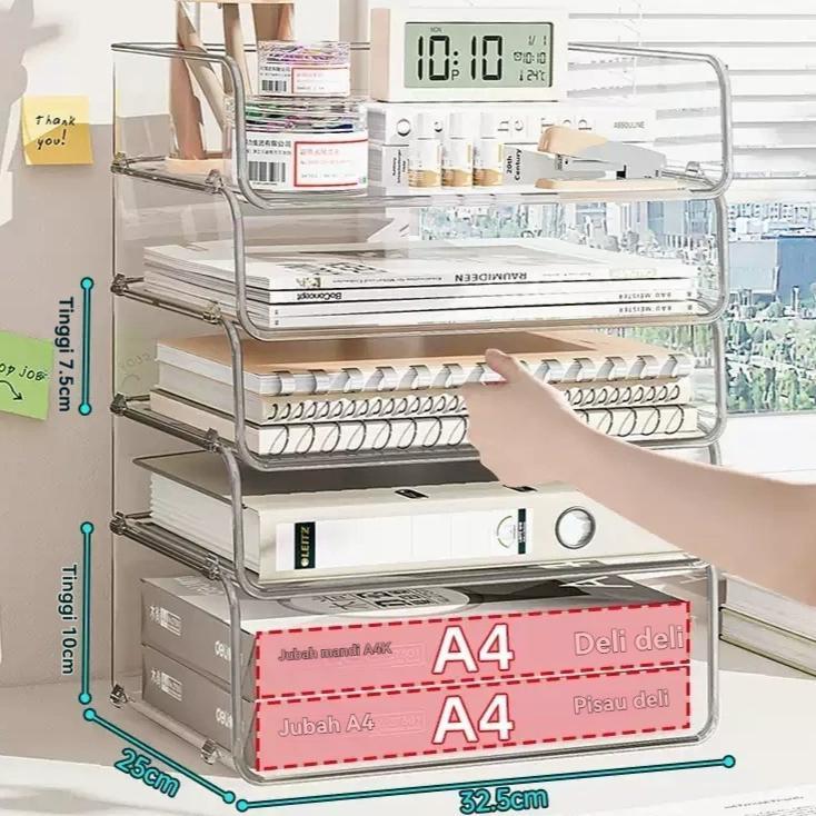 DISKON MEITAITAI Rak Dokumen Transparan File box dokumen Rak buku Desk organizer box File organizer 