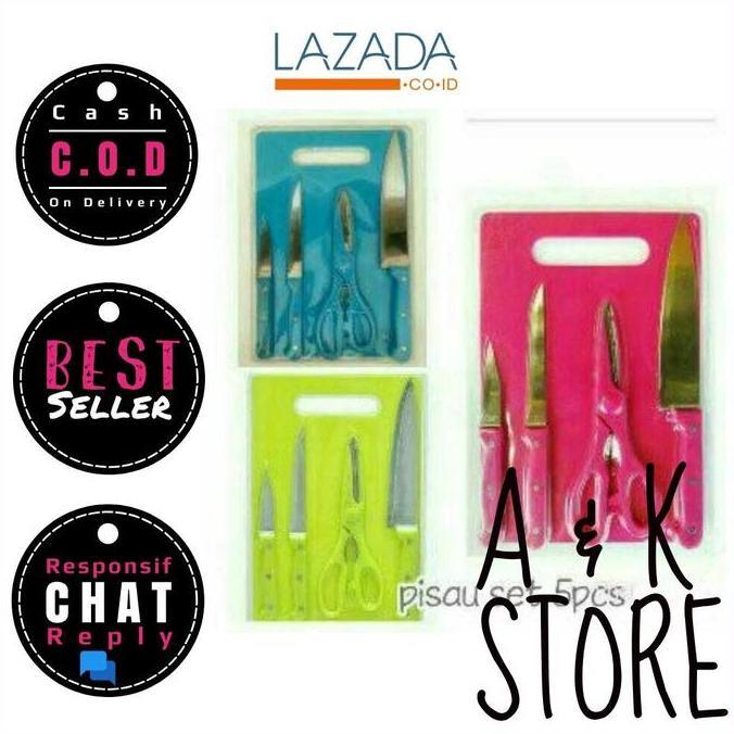 Termurah Bisa Cod Pisau Set Talenan Dapur Orange - Zafran Store Jakarta