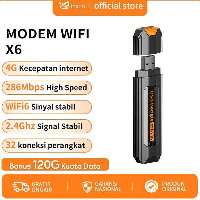 TATASTRATA31 - USB WIFI MODEM X6 4G LTE PORTABLE WIFI6 SUPPORT TELKOMSEL BONUS 12GB 12 BULAN INTERNE