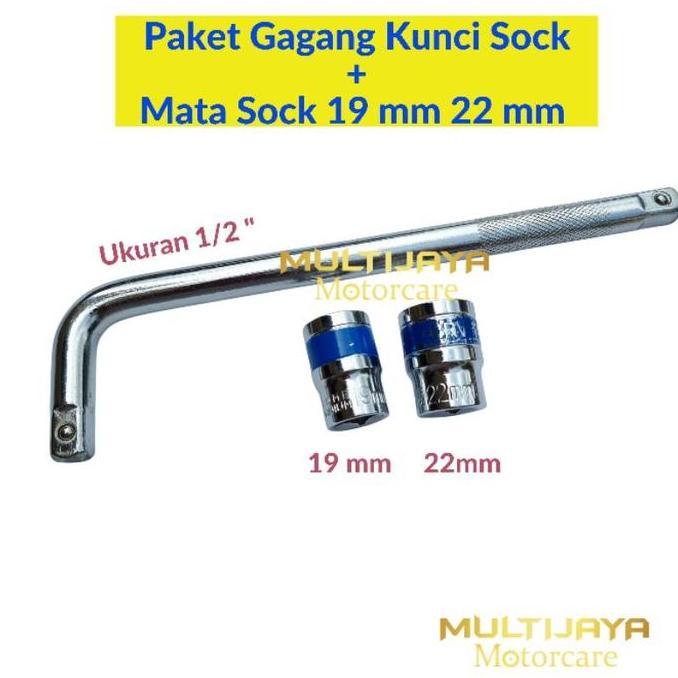 IKFOICI Paket Gagang Kunci Sock Sok " Inch + Mata Sock Shock 19mm 22mm