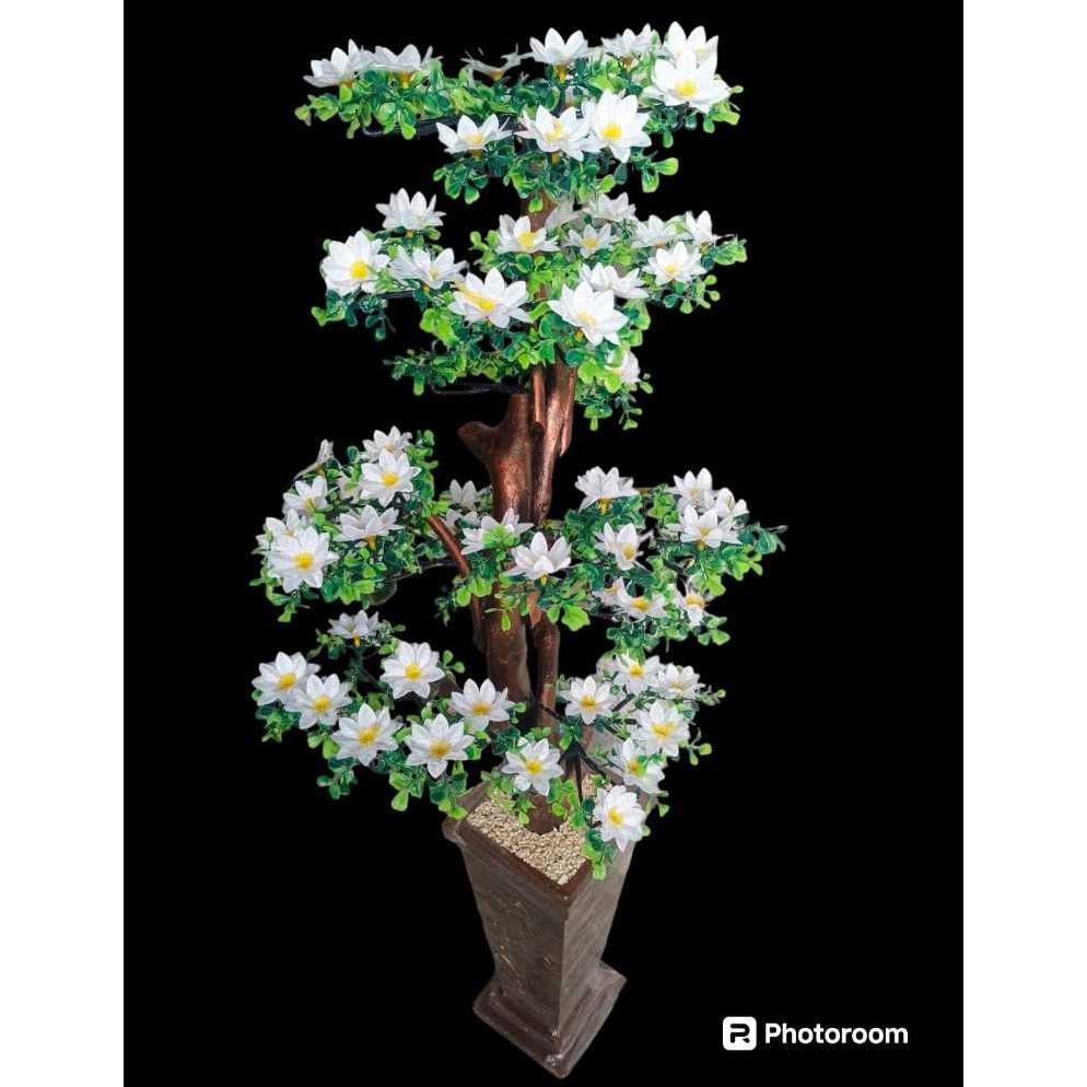 [Bunga Set Pot] Pohon Hawai Artificial Tinggi 140 Cm Jumbo / Bunga Hias Sudut / Pohon Bunga Hawai Ar