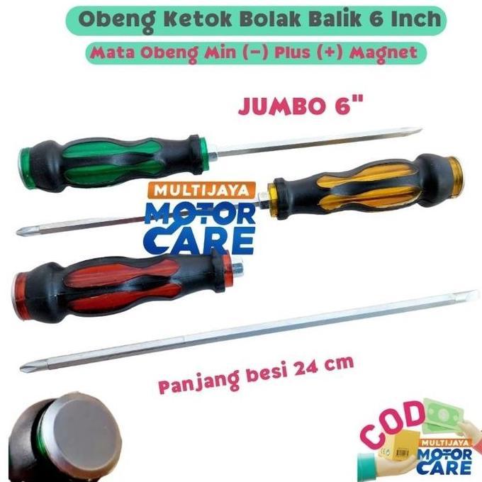 IKFOICI Obeng Ketok Bolak Balik Jumbo 6 Panjang 24 cm bolak-balik