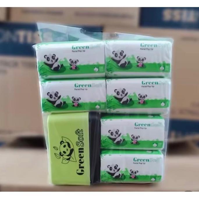 [PACK 6PCS + FREE BOX] TISU GREENSOFT POPUP 130 SHEETS + BOX FACIAL TISSUE POP UP 130s GREEN SOFT ME