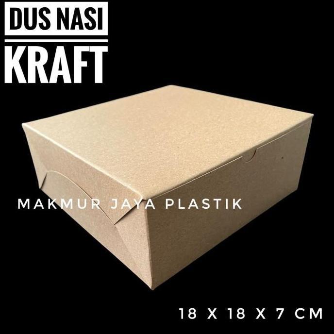 [ DUS NASI KOTAK 18 x 18 KRAFT ] BOX HAJATAN POLOS COKLAT