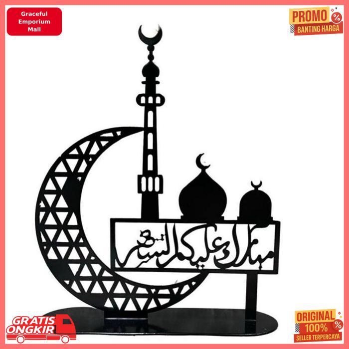 Murah Hiasan Meja Ramadan Akrilik Minimalis/ Dekorasi Islami Elegan 2026/Ornamen Ramadan Kayu Standi