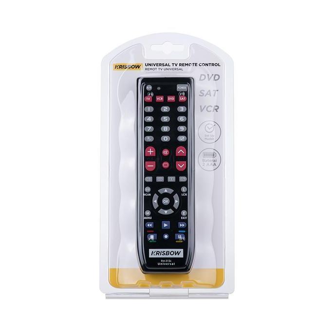 AZKO Krisbow Remote Tv Universal 312X - Hitam All In Remote Controller Remot Tv Universal Universal 