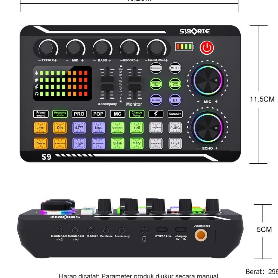 Siborie S9/F998 Soundcard Mixer Bluetooth Live Microphone Karaoke Mixer Live Broadcast  External Aud