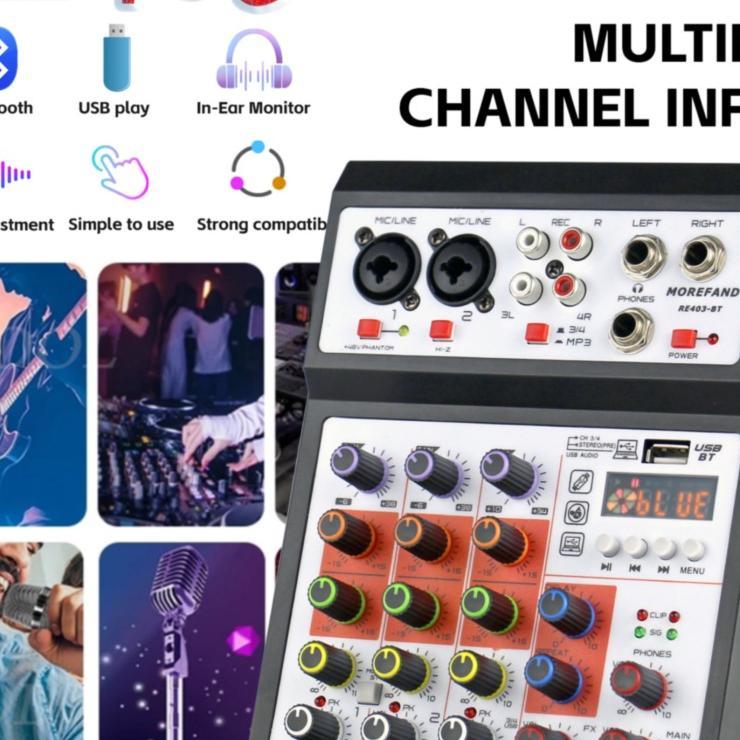 Re403 Mixer Audio Dsp Mini Untuk Merekam 12V Live/Merekam/Bluetooth Terhubung /Mp3/ Telepon/Komputer