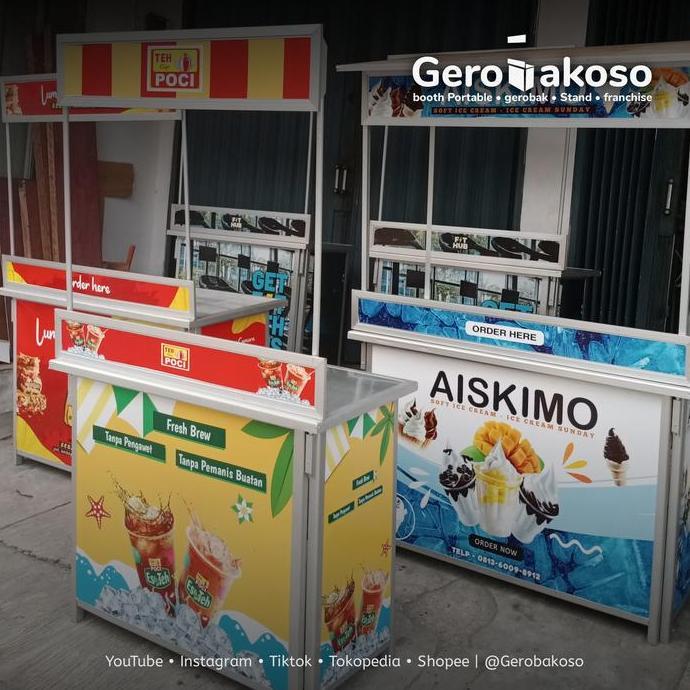 Terlaris Booth Portable / Gerobak Lipat Ice Cream & Es Teh