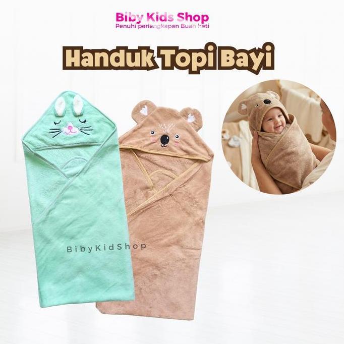TERLARIS - Handuk Selimut Topi Bayi Karakter Lucu Cowok Cewek Microfiber 80x80cm Premium Perlengkapa