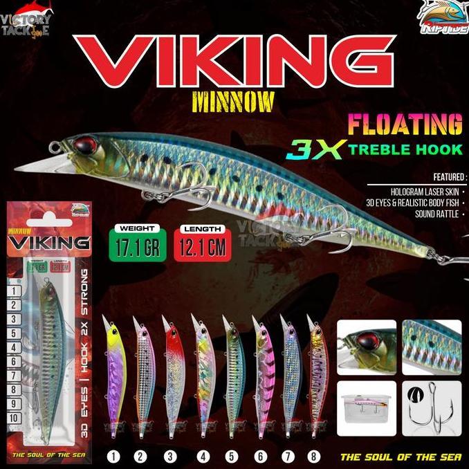 UMPAN PANCING LURE MINNOW RIPTIDE VIKING FLOATING ACTION PANJANG 12 CM BERAT 17 GR