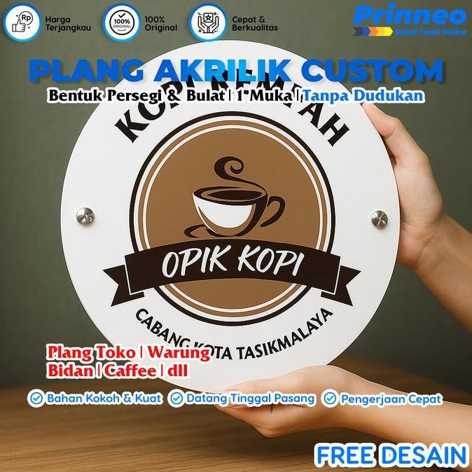 ready Plang Toko, Plang Akrilik, Plang Papan Nama, Plang Kantor,Plang Custom, Tanpa Dudukan