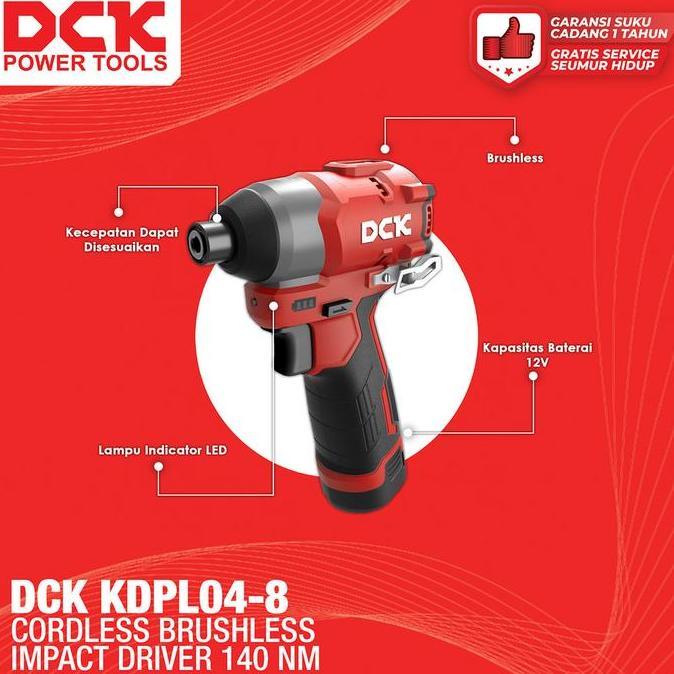 Soon- Dck Cordless Brushless Impact Driver Torsi 140 Nm Kdpl04-8 / Mesin Obeng Impact Baterai 12V