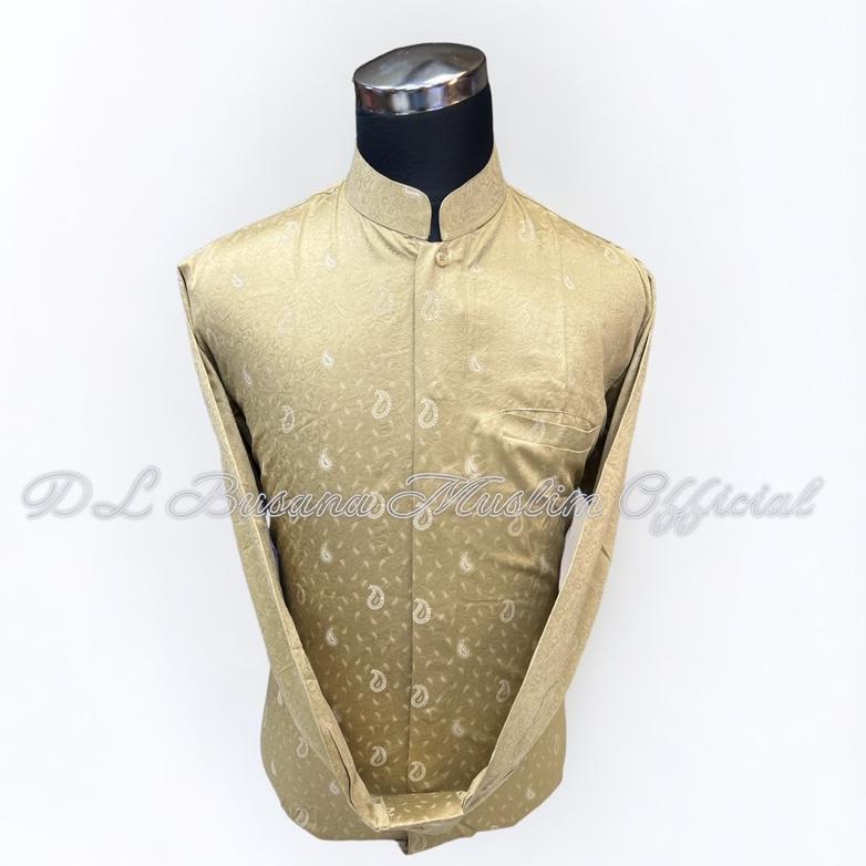 KAVELLEWORKS NEW KEMEJA KOKO PRIA WARNA KHAKI GOLD, BAJU MUSLIM DL, BAJU MUSLIM PRIA DL, BAJU KOKO P