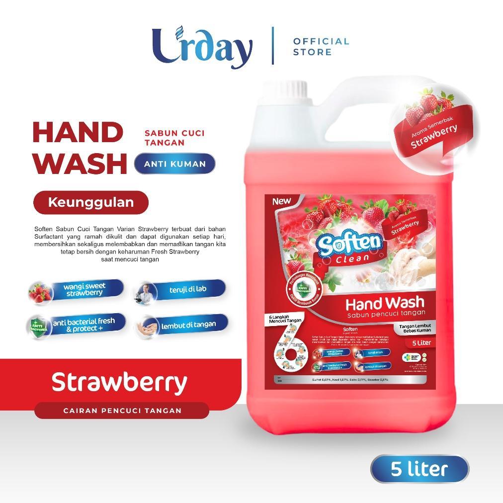 NEW Sabun Cuci Tangan Strawberry Antiseptik Antibacterial Hand Soap 5L - SOFTEN CLEAN Hand Wash 5 Li