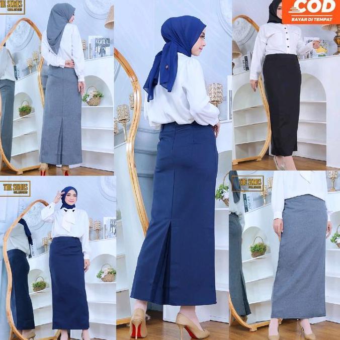 Rok kerja wanita model span rempel belakang Rok span panjang Rok kantoran Rok guru Rok span rampel b