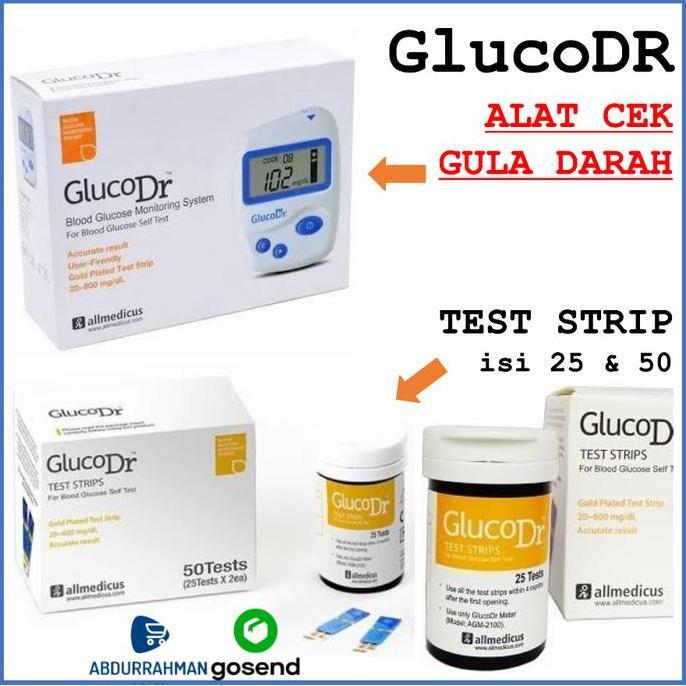 BERKUALITAS - Alat Ukur Cek Gula Darah Glucodr gluco dr Test Strip Code 8 AGM 2100