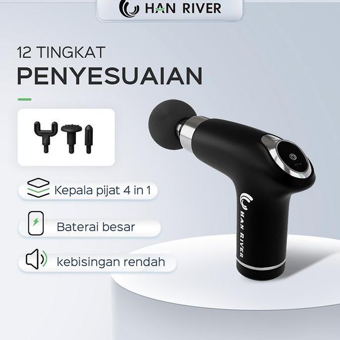Medizin- Han River Alat Pijat Massage Gun - Deep Tissue Muscle Massager Gun-Hitam