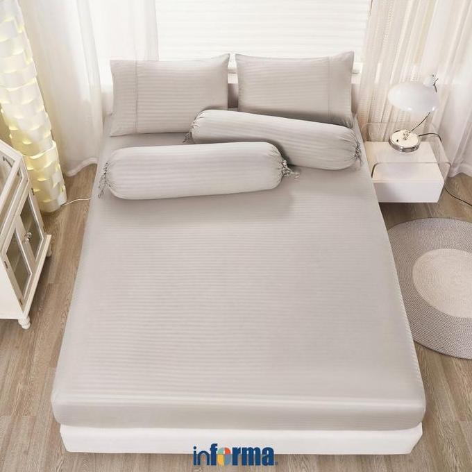 PROMO TERBATAS - Informa 120X200 cm Set 3 Pcs Seprai Single Microfiber Emboss - Cokelat Pelapis Kasu