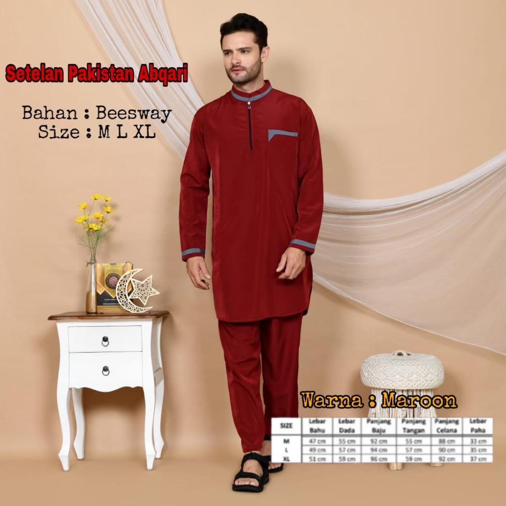 Setelan Pakistan Abqari  - Baju Koko Muslim Setelan Pakistan Dewasa - Koko Pakistan Dewasa Cod