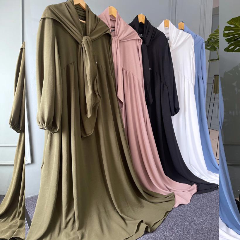 Luna Set Syari Gamis Set Hijab Pasmina Oval Cringkle Airflow Original