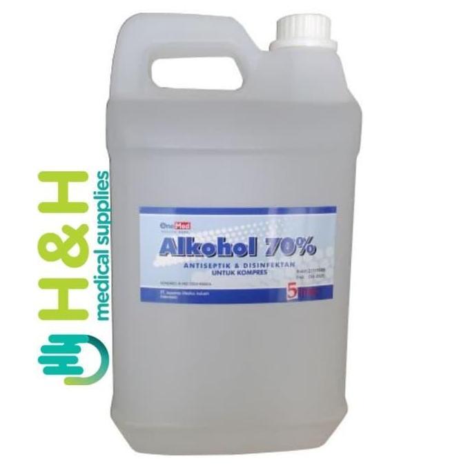 Alkohol 70% Onemed 5 liter / Alkohol 70% Food Grade / Alkohol 70% Medis Kesehatan / Alkohol Desinfek