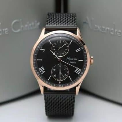 Terlaris Ready Jam Alexandre Christie Ac6437Mf Rosegold Strap Brown Original