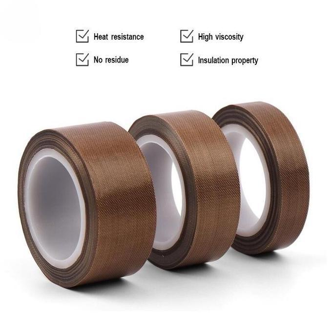 GHUNZING Lakban PTFE 10M Tape Heat High Temperature Insulation PTFE Coated Self Adhesive Fiberglass 