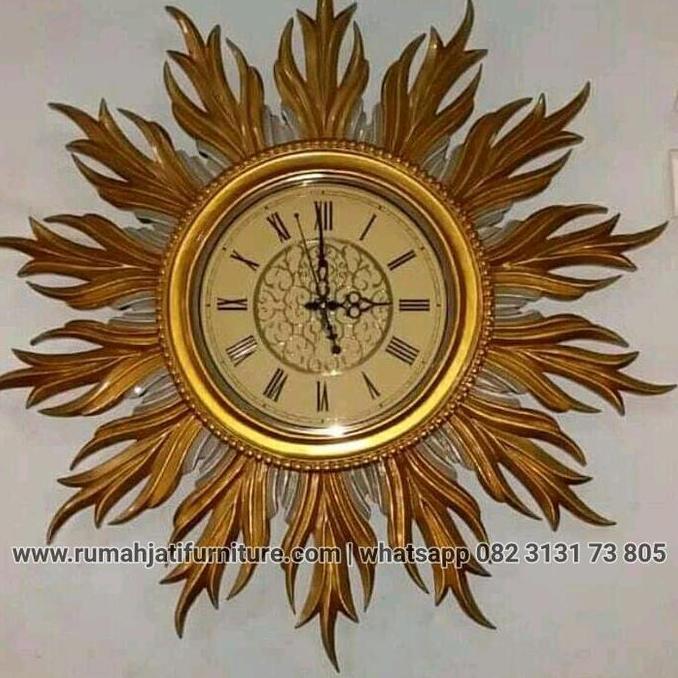 Terlaris Jam Dinding Ukir Mewah Matahari Kayu Jati Sarjana Mebel Jepara