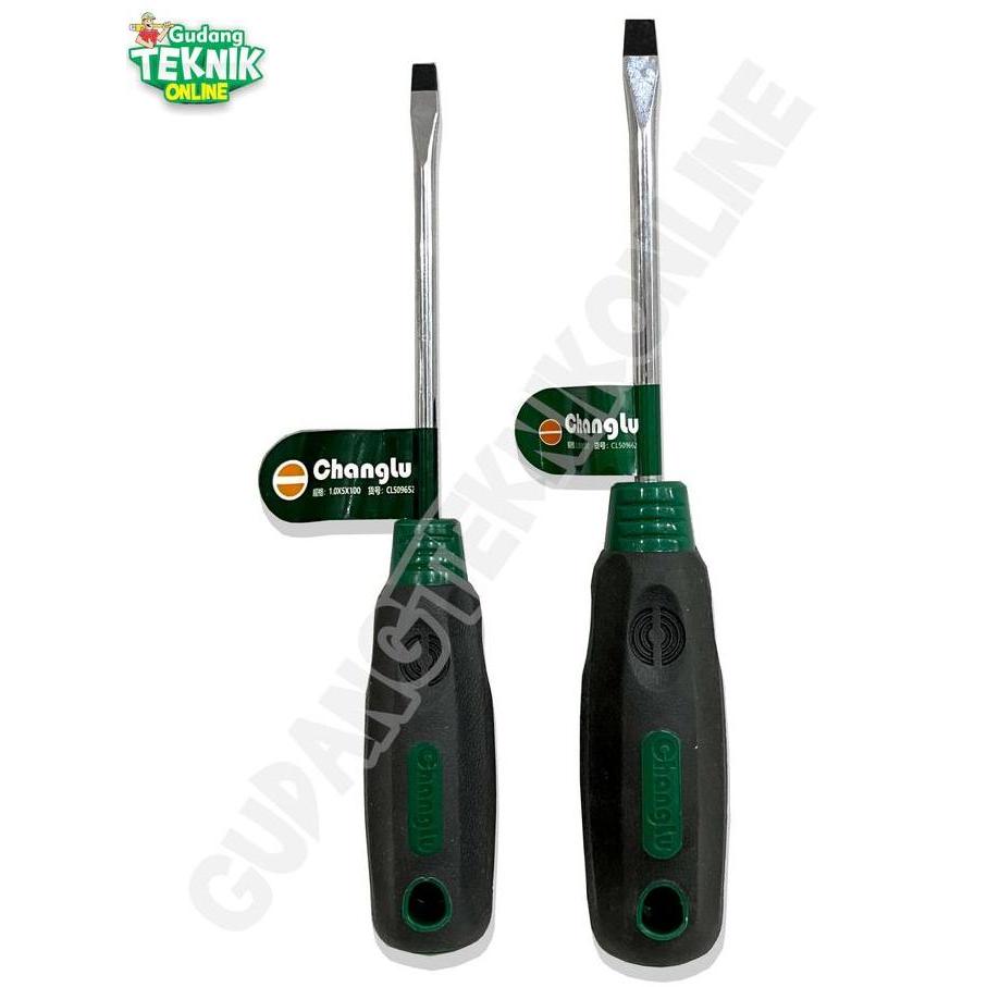 RXT Obeng MINUS CHANGLU 3x100 5x100 6x100 6x150 mm Gagang Karet / Obeng Ples MEN MIN Pipih TPR 3x100