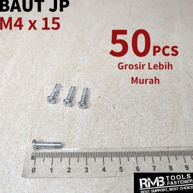 Baut JP M4x15 Panjang 1.5cm Putih Galvanis M4 / Sekrup Skrup JP M4 original