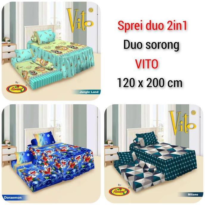OSATQEF Sprei Duo Sorong 2In1 Vito 120x200 cm Terlaris motif Pilihan
