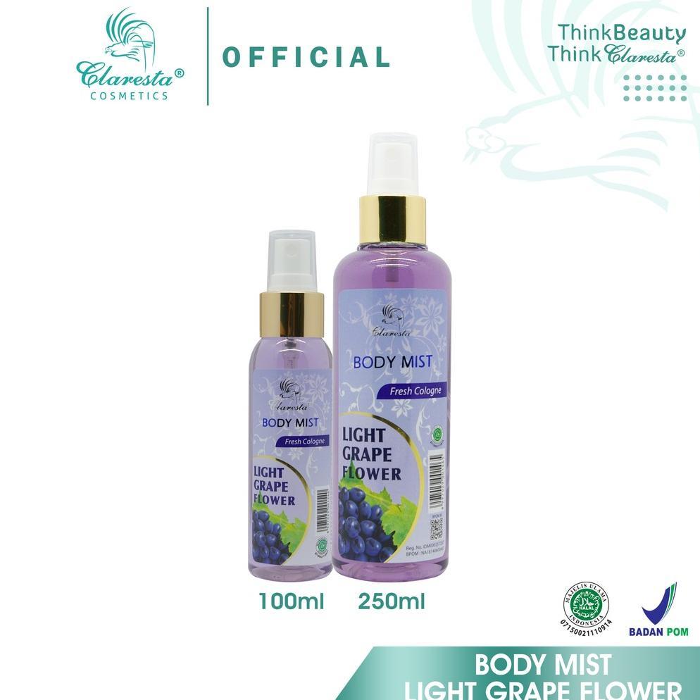 NEW Claresta Body Mist Light Grape Flower Fresh Cologne 100/200 ml [terbaik][terlaris]