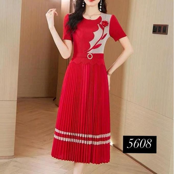 Dress Plisket korea Import 5524/5219 /5521 Glitter lengan 7/9 Lengan pendek LA