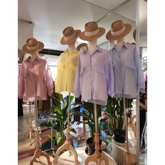 kemeja Nagita Kemeja Organza Import atasan Polos casual HS