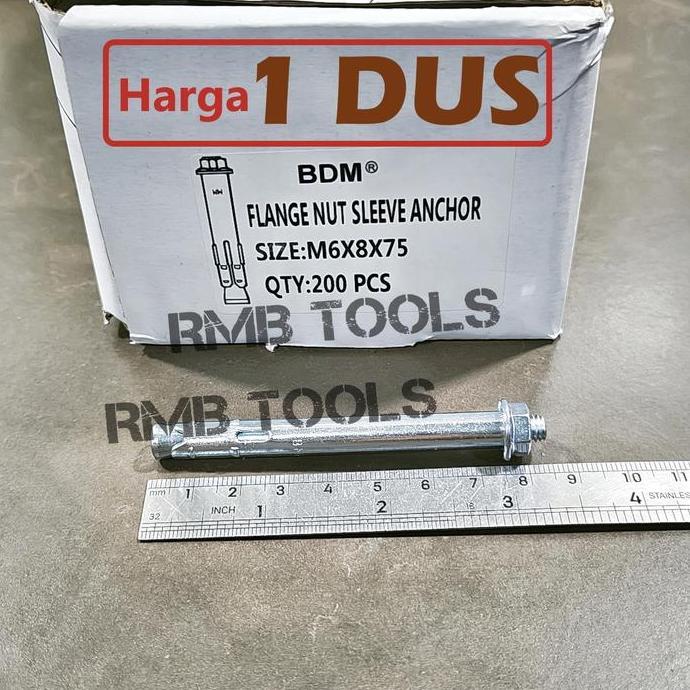 1xDus Baut Dynabolt M8x75 Putih Dinabolt Tanam Tembok Bracket Set 8 x 75 BDP08 original