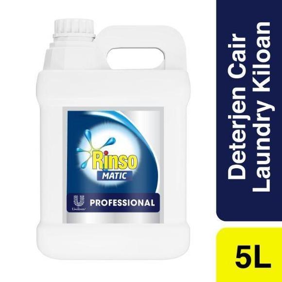 RINSO MATIC CAIR PROFESIONAL 4.5 LITER SABUN CUCI BAJU DETERGENT LAUNDRY KEMASAN JERIGEN 100% ORIGIN