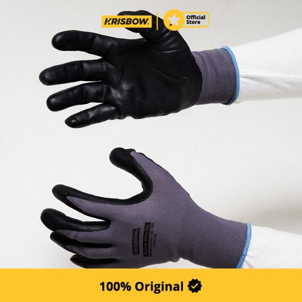 Krisbow Safety Gloves Sarung Tangan Pengaman Nilon Nitril